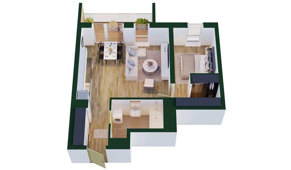 Tallinn | Kolde Rannamaja | Kolde pst 72 | Kolde pst 72-37 | Korteri 3D vaade