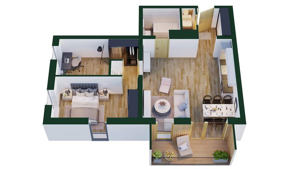 Tallinn | Kolde Rannamaja | Kolde pst 72 | Kolde pst 72-03 | Korteri 3D vaade