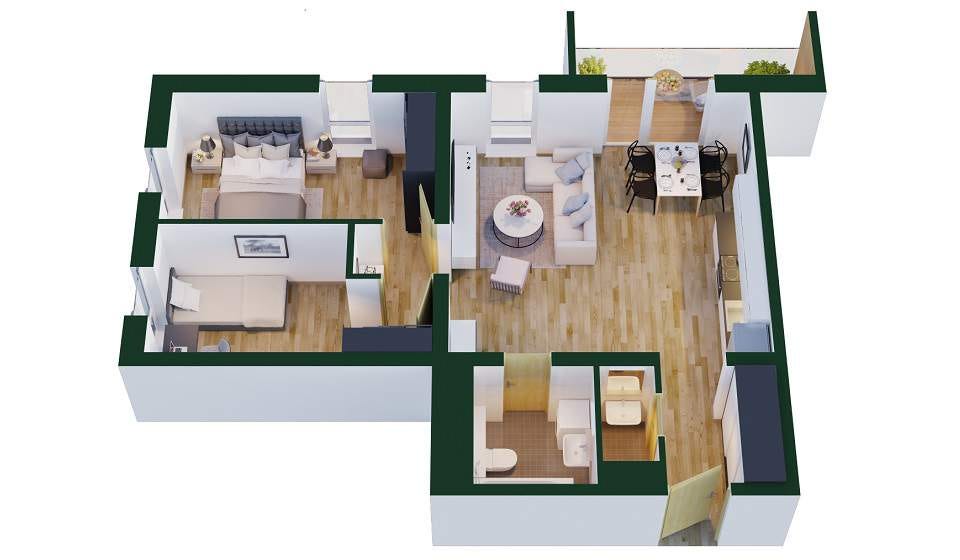 Tallinn | Kolde Rannamaja | Kolde pst 72 | Kolde pst 72-11, 19, 27, 35 | Korteri 3D vaade